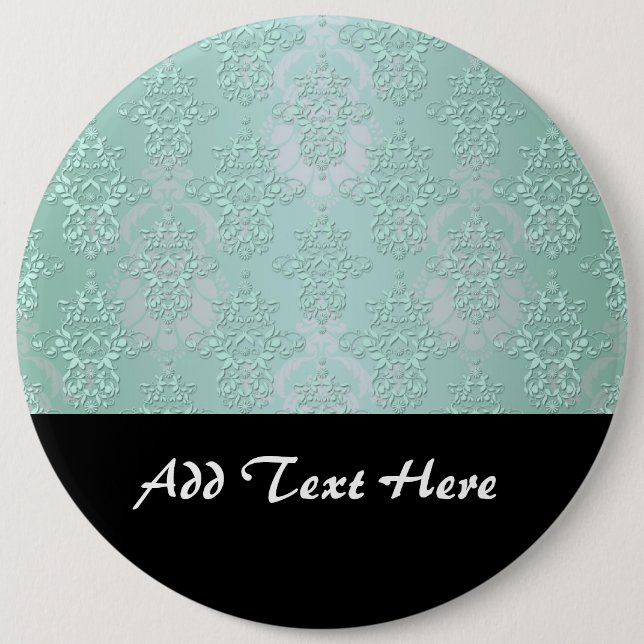 Macaron Rond 15,2 Cm Damas bleu sarcelle pastel vert (Devant)