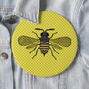 Macaron Rond 15,2 Cm Décor cadeau Motif BEE Jaune Polkadot tendance Nou