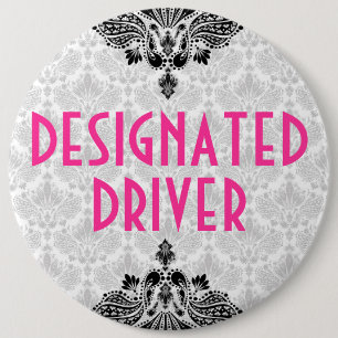 Macaron Rond 15,2 Cm Design floral élégant rose noir et gris rétro