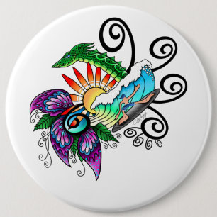 Macaron Rond 15,2 Cm Dessin de Surfer Dude
