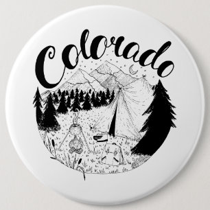 Macaron Rond 15,2 Cm Dessin d'encre de camping du Colorado Mountain