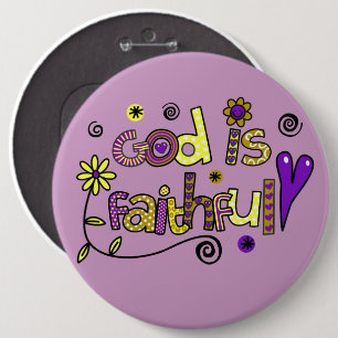 Macaron Rond 15,2 Cm Dieu est fidèle I Doodles I Purple I 6x6 Button