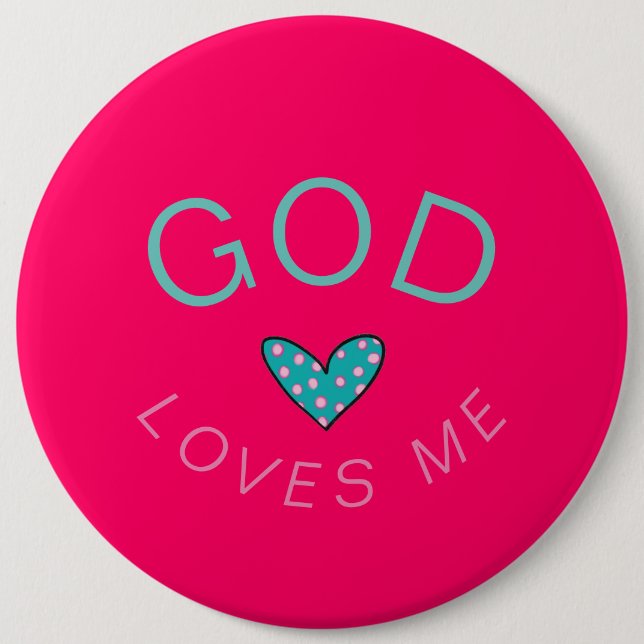 Macaron Rond 15,2 Cm Dieu m'aime Bouton rose foncé (Devant)
