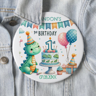 Macaron Rond 15,2 Cm Dinosaur Dino 1ère fête d'anniversaire
