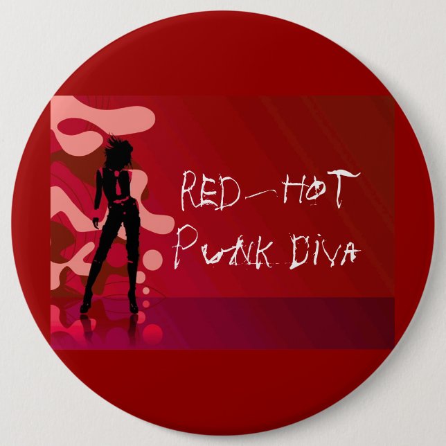 Macaron Rond 15,2 Cm Diva punk d'un rouge ardent (Devant)