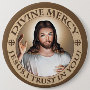 MACARON ROND 15,2 CM DIVINE MERCY JESUS JE FAIS CONFIANCE EN VOUS ! ENG