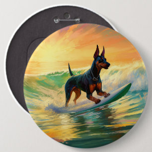 Macaron Rond 15,2 Cm Doberman Beach Surf Peinture