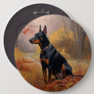 Macaron Rond 15,2 Cm Doberman en automne Feuilles automne Inspire