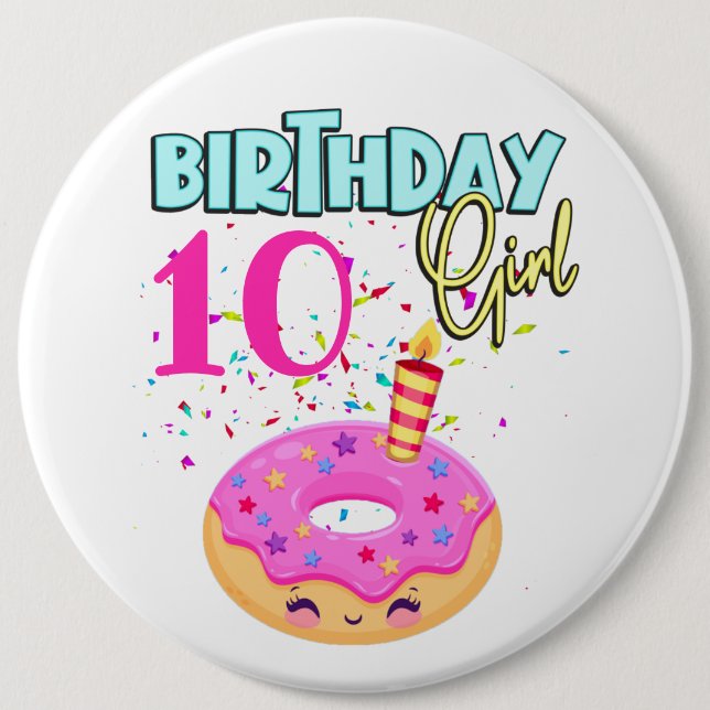 Macaron Rond 15,2 Cm Donut Sprinkler Birthday Girl Party thème MAtching (Devant)