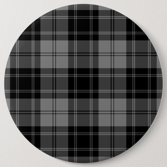 Macaron Rond 15,2 Cm Douglas tartan noir gris plaid (Devant)