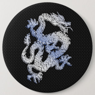 Macaron Rond 15,2 Cm Dragon de style Chrome sur la peau de serpent noir