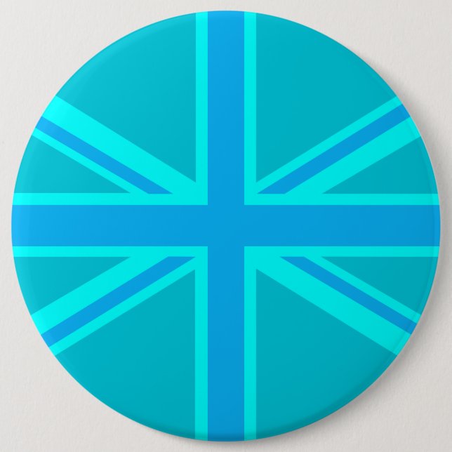 Macaron Rond 15,2 Cm Drapeau britannique Turquoise Union Jack (Devant)