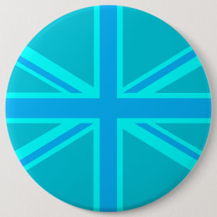 Macaron Rond 15,2 Cm Drapeau britannique Turquoise Union Jack