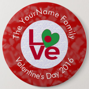 Macaron Rond 15,2 Cm Drapeau rouge bangladais LOVE personnalisé
