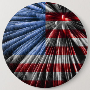Macaron Rond 15,2 Cm Drapeau rouge blanc et bleu américain sur feux d'a