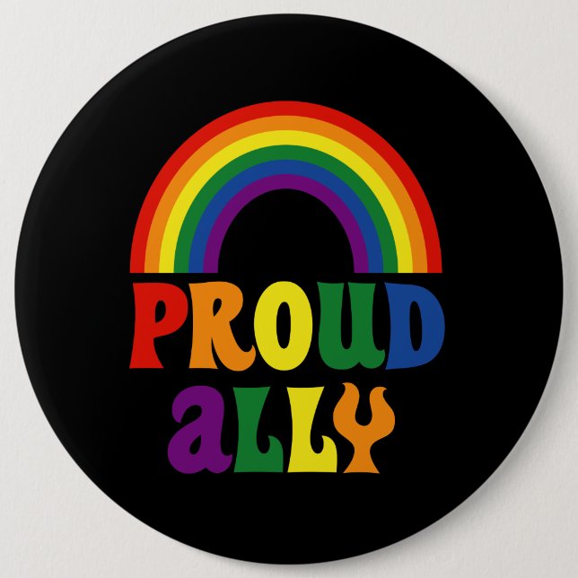 Macaron Rond 15,2 Cm Drôle LGBT Rainbow Pride Fière Ally Cadeau (Devant)