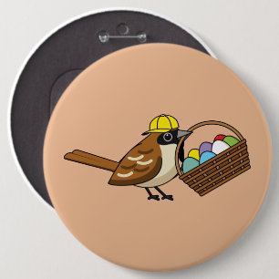Macaron Rond 15,2 Cm Drôle mignon oiseau avec panier d'oeufs colorés
