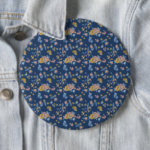 Macaron Rond 15,2 Cm Effet de filetage Arrière - plan bleu Motif floral