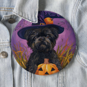 Macaron Rond 15,2 Cm Éffrayant Affenpinscher Halloween sorcière et Citr