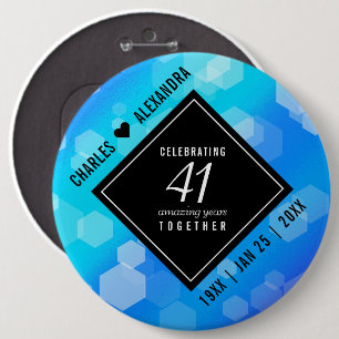 Macaron Rond 15,2 Cm Élégant 41ème anniversaire Mariage de Topaz Bleu