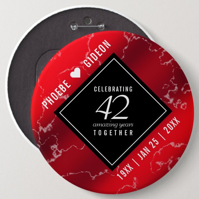 Macaron Rond 15,2 Cm Élégant 42e anniversaire du Mariage Jasper (Devant & derrière)