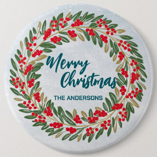 Macaron Rond 15,2 Cm Élégante couronne rouge Holly Berries Gold merry X