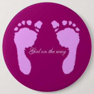 Macaron Rond 15,2 Cm Empreintes bébé (Fille)
