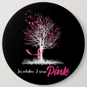 Macaron Rond 15,2 Cm En Octobre Nous Portons Pink Tree Breast Cancer Aw