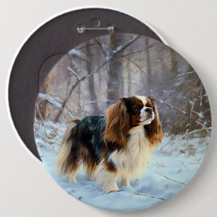 Macaron Rond 15,2 Cm English Toy Spaniel Laisser Neige Noël