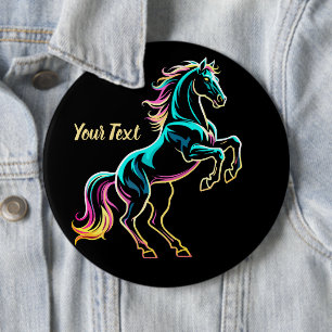 Macaron Rond 15,2 Cm Enseigne au néon Cheval Style Rétro Glitch