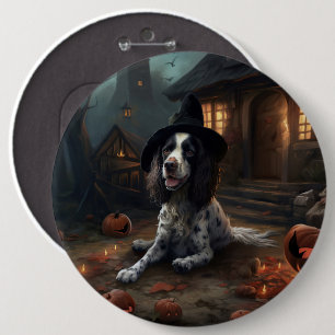 Macaron Rond 15,2 Cm Épagneul Springer Anglais Citrouilles Halloween Ef