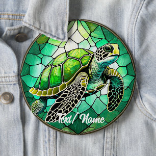 Macaron Rond 15,2 Cm Épingle de conception en verre de tortue verte