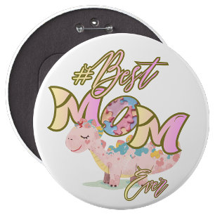 Macaron Rond 15,2 Cm Épinglette Autisme Meilleure Mère du Monde 