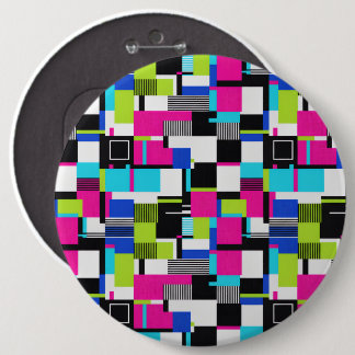 Macaron Rond 15,2 Cm Épinglette en émail néon d'art glitch cyberpunk