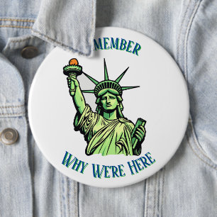 Macaron Rond 15,2 Cm Épinglette Statue de la Liberté Rappellez-vous pou
