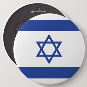 Macaron Rond 15,2 Cm Etat d'Israël Drapeau, Étoile de David Juifs