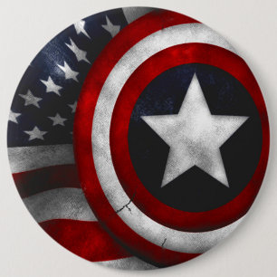 Macaron Rond 15,2 Cm Étoiles et bandes/Colossal, Bouton rond 6 pouces