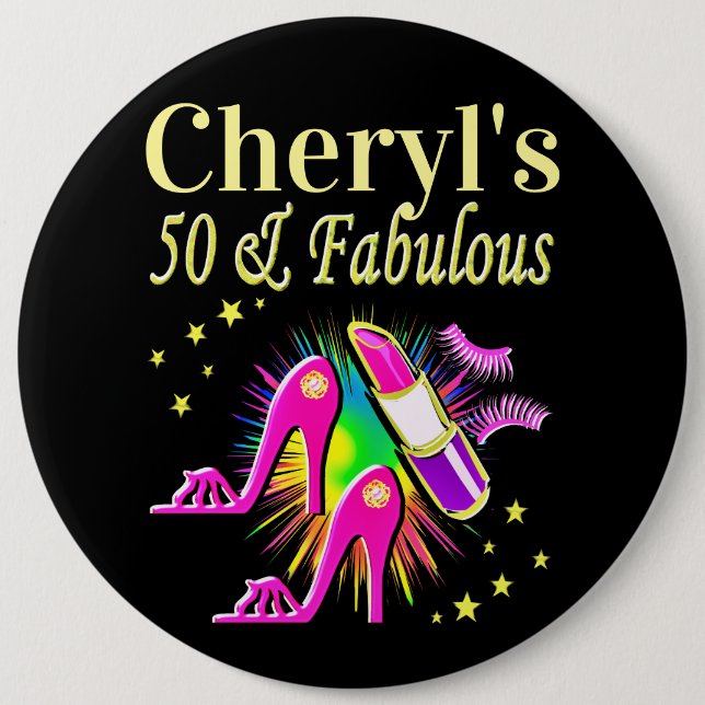 MACARON ROND 15,2 CM FASHIONISTA 50E ANNIVERSAIRE PERSONNALISÉ (Devant)