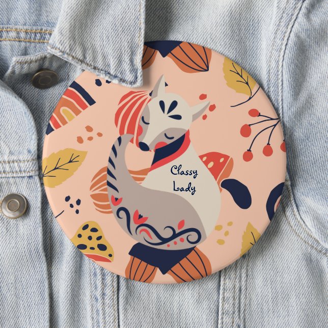 Macaron Rond 15,2 Cm Femme Enseignant Cadeau CLASSY LADY Hygge Fox (En situation)