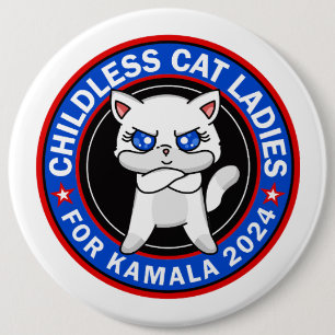 Macaron Rond 15,2 Cm Femmes de chats sans enfants pour Kamala Democrats