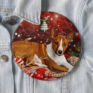 Macaron Rond 15,2 Cm Festival de Noël de Chien Basenji