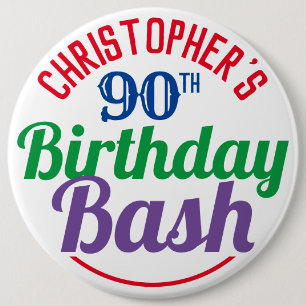 Macaron Rond 15,2 Cm Fête de l'âge 90e anniversaire Bouton