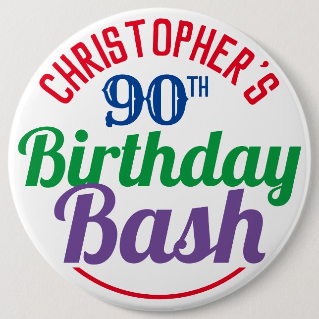 Macaron Rond 15,2 Cm Fête de l'âge 90e anniversaire Bouton (Devant)