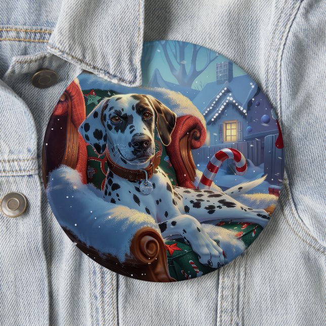 Macaron Rond 15,2 Cm Fête de Noël des Chiens de Dalmatie (En situation)