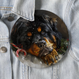 Macaron Rond 15,2 Cm Fête de Noël du chien Mastiff Tibétain