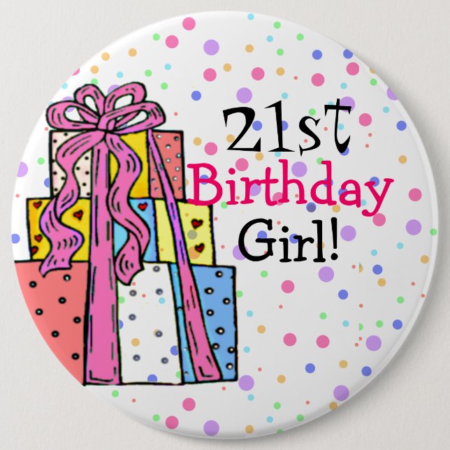 Macaron Rond 15,2 Cm Fille d'anniversaire (Devant)