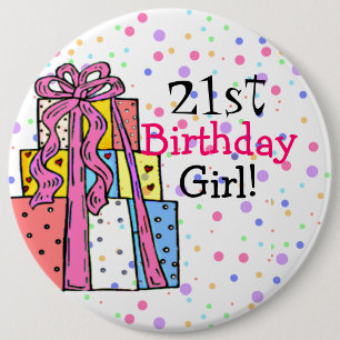 Macaron Rond 15,2 Cm Fille d'anniversaire