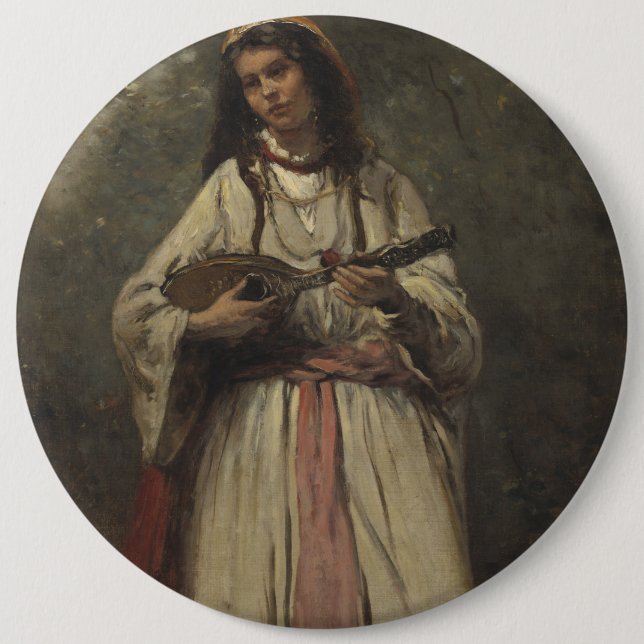Macaron Rond 15,2 Cm Fille gitane avec la mandoline (Devant)