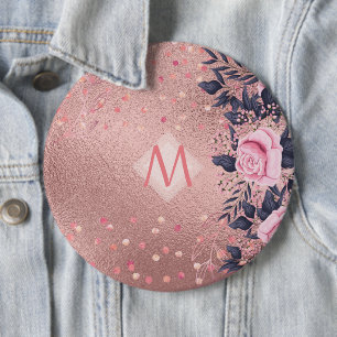 Macaron Rond 15,2 Cm Fille jamais ROSEGOLD Bleu rose Floral MONOGRAS