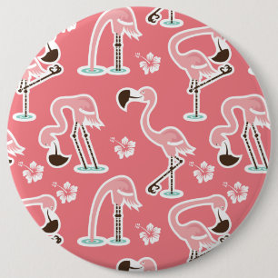 Macaron Rond 15,2 Cm Flamant rose rose répétant le bouton de motif